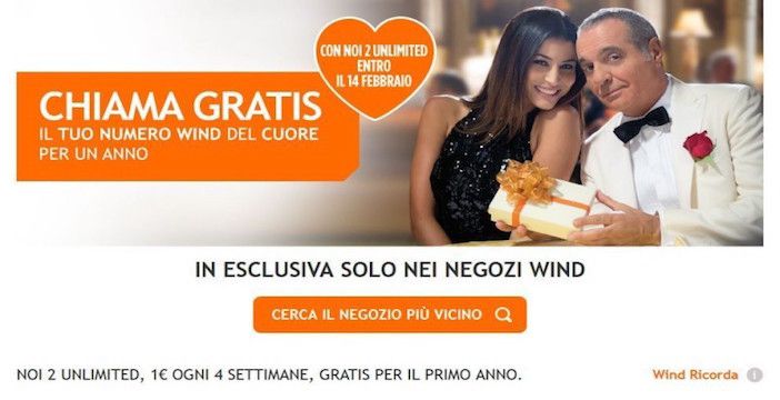 Wind, promozione di San Valentino Noi2 Unlimited Wind, promozione di San Valentino Noi2 Unlimited
