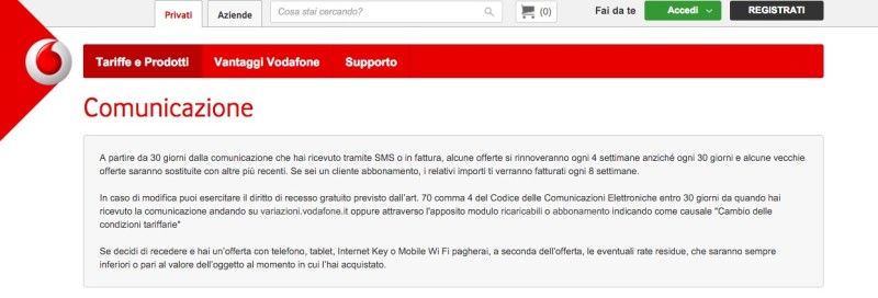 Dal 13 marzo tutte le offerte Vodafone si rinnoveranno ogni 4 settimane Dal 13 marzo tutte le offerte Vodafone si rinnoveranno ogni 4 settimane