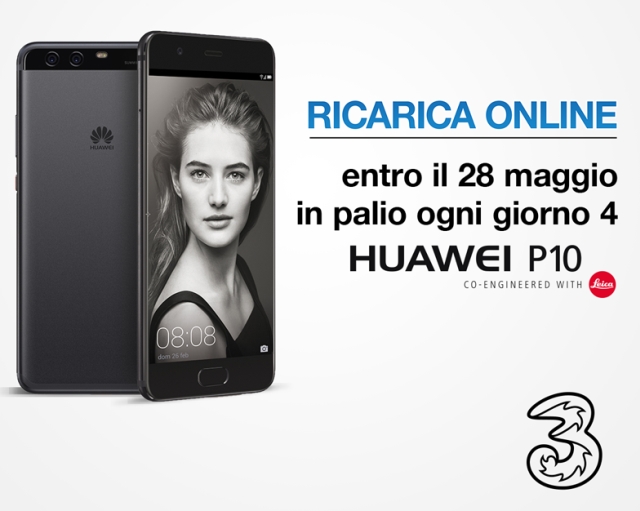 Tre: Ricarica online entro il 28 Maggio, puoi vincere Huawei P10 Tre: Ricarica online entro il 28 Maggio, puoi vincere Huawei P10