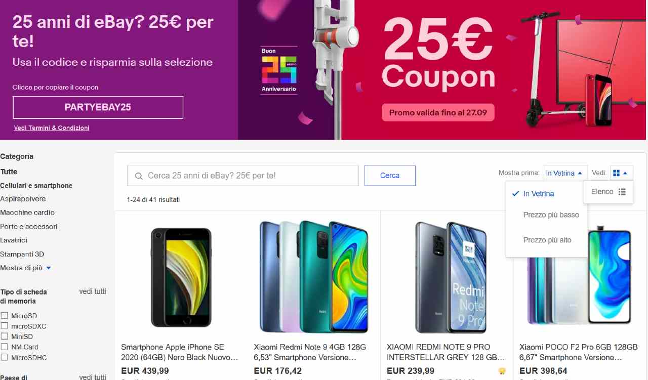 Coupon 25 euro eBay