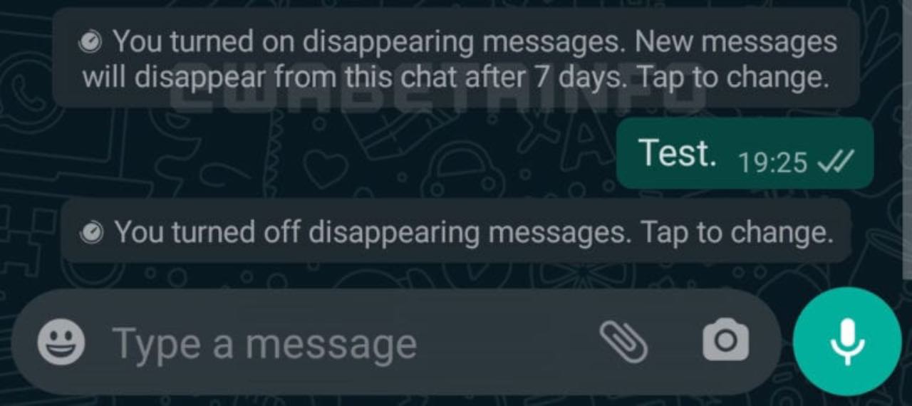 whatsapp messaggi effimeri