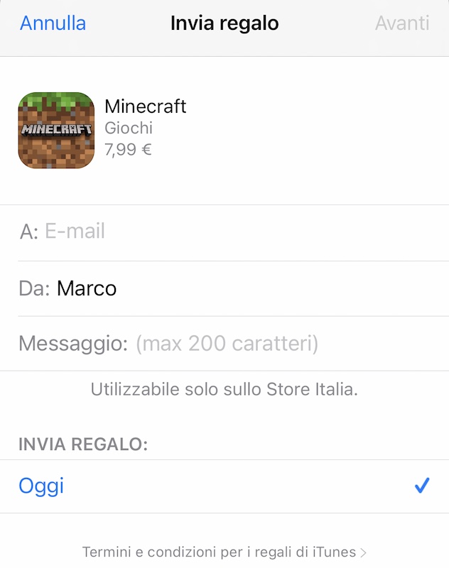 regalare app iphone