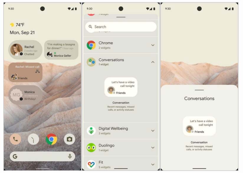 widget Conversazioni Android 12