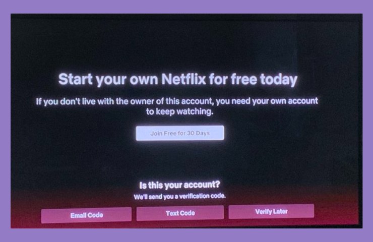 netflix account sharing message