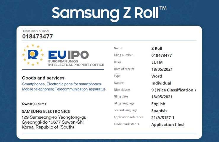 Galaxy Z Roll EUIPO filing 