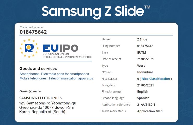 Galaxy Z Slide EUIPO filing 