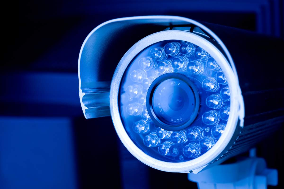 zoom su una telecamera di sicurezza
