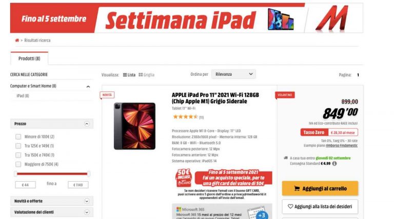 ipad offerte volantino