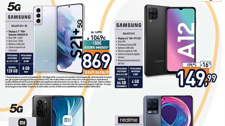 Volantino Unieuro offerta Galaxy S21+