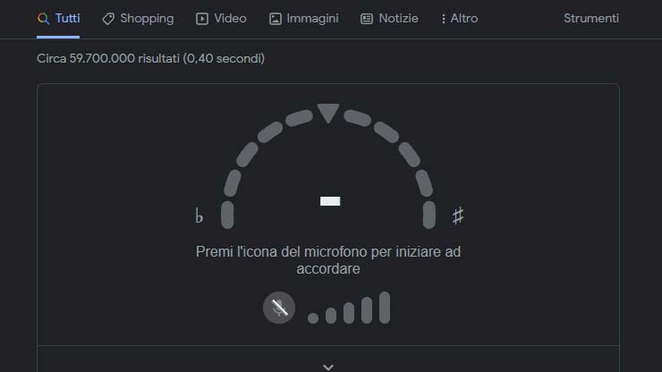 Ricerca Google accordatore sturmenti musicali