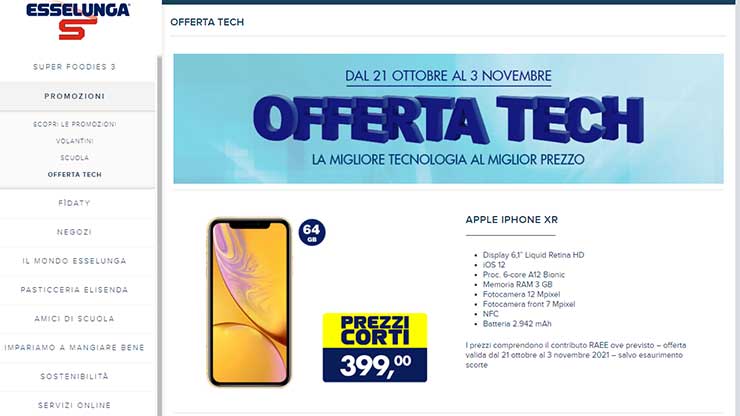 Offerta iPhone XR Esselunga