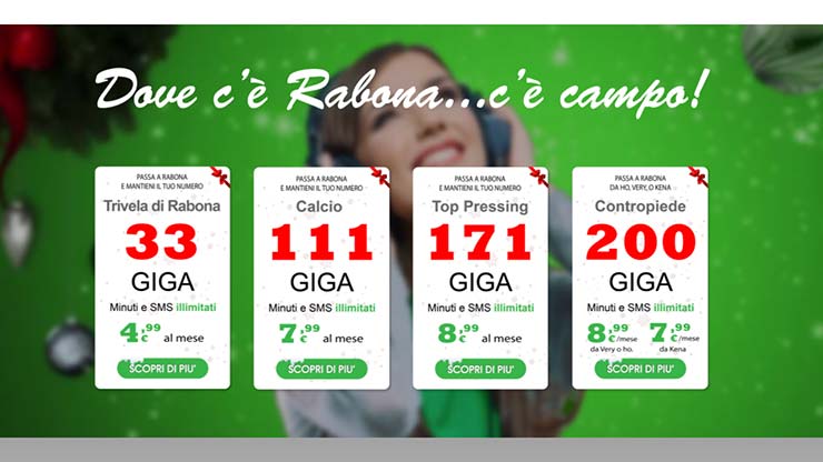 Offerta 3,99 euro al mese Rabona Mobile