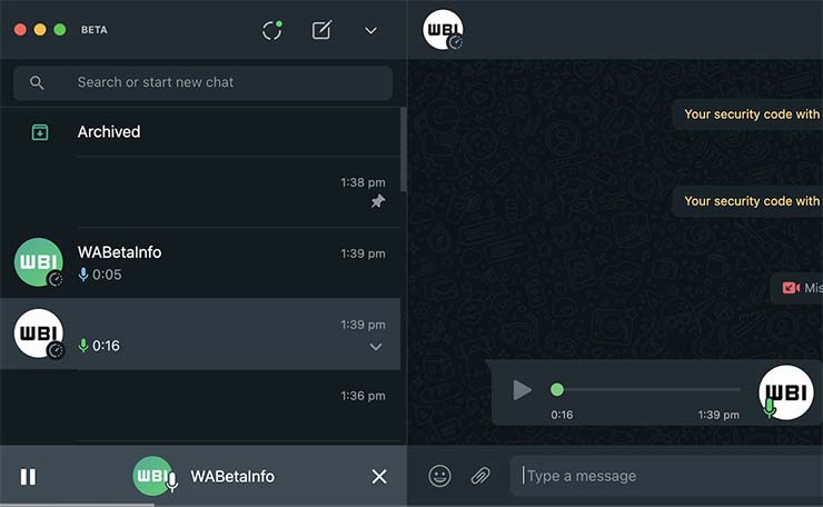 WhatsApp Desktop player globale