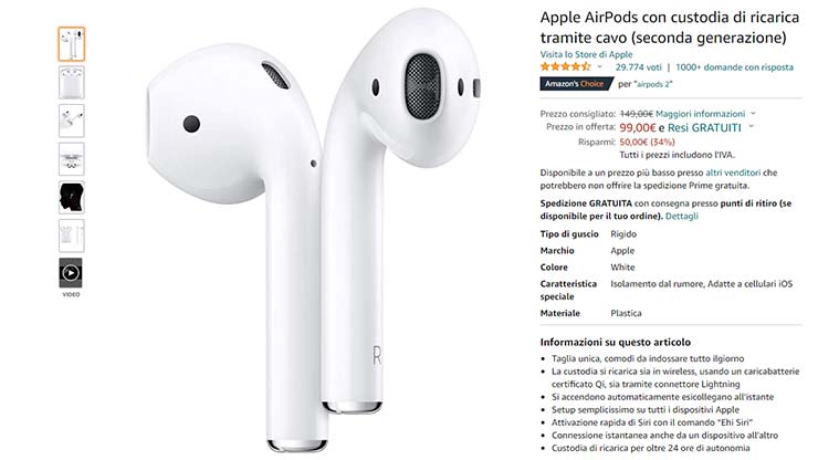 AirPods 2 offerta Festa del Papà