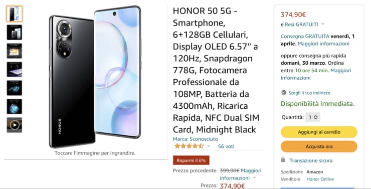 Honor 50 offerta