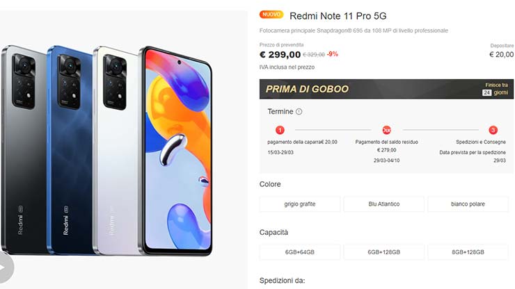 Redmi Note 11 Pro 5G offerta