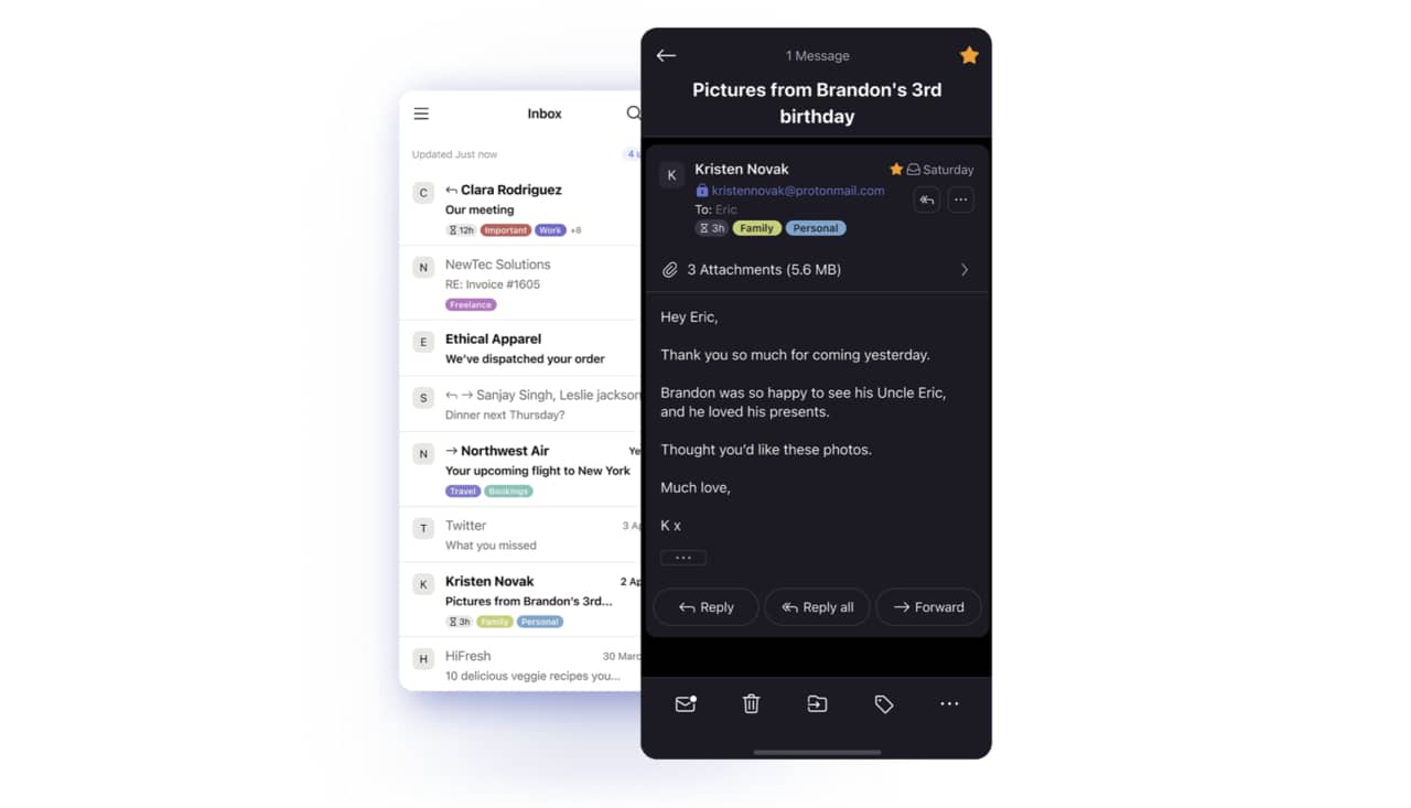 ProtonMail per iOS aggiornamento