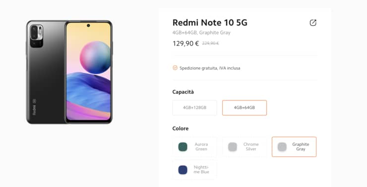 Redmi Note 10 5G offerta