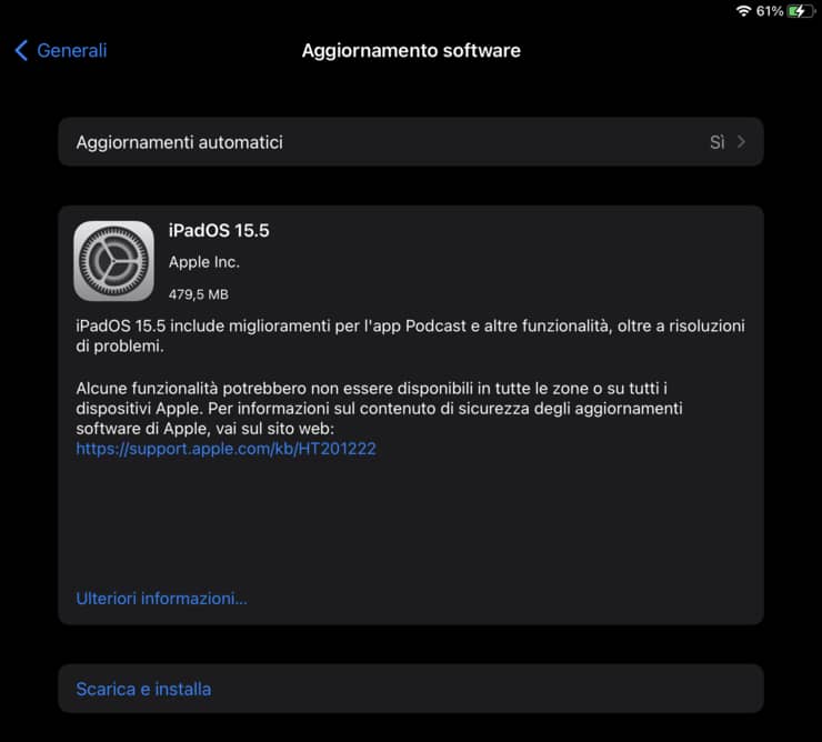 IOS 15.5 iPadOS 15.5 novità aggiornamento