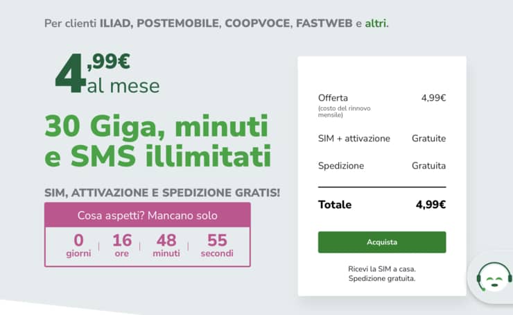 Offerta Very 4.99 euro al mese