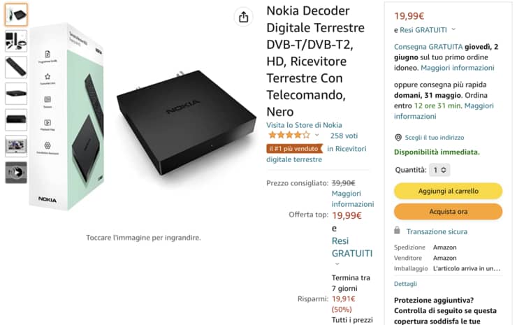 Offerta Amazon decoder digitale terrestre Nokia
