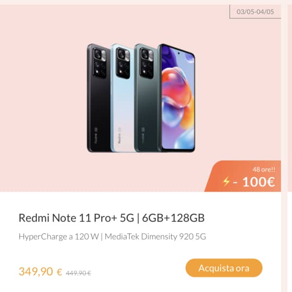 Redmi Note 11 Pro+ 5G offerta Festa della Mamma 2022