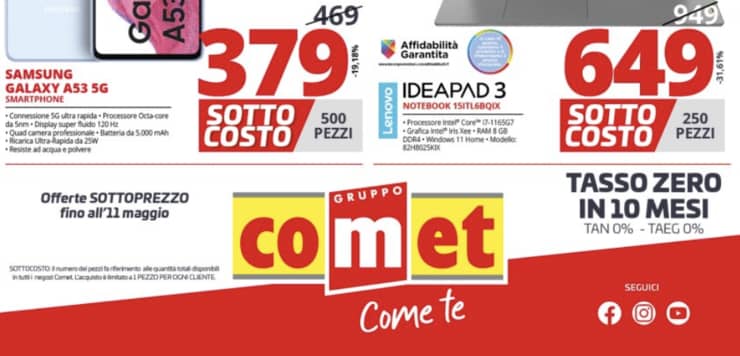 Volantino Comet offerte Sottocosto