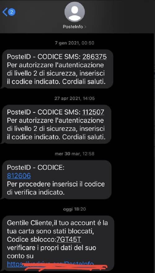 Account PosteID bloccato truffa smishing