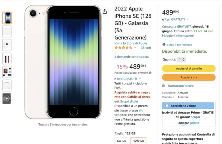 iPhone SE 3 offerta Amazon