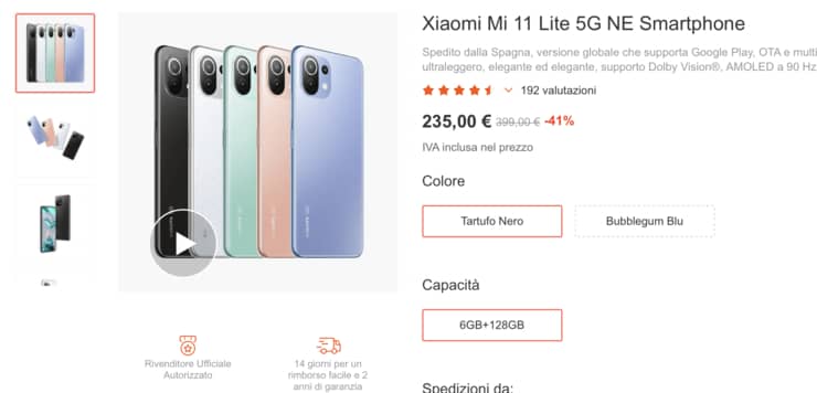 Xiaomi 11 Lite 5G NE offerta