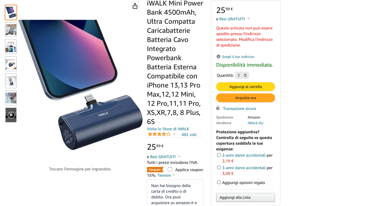 Powerbank compatto Amazon