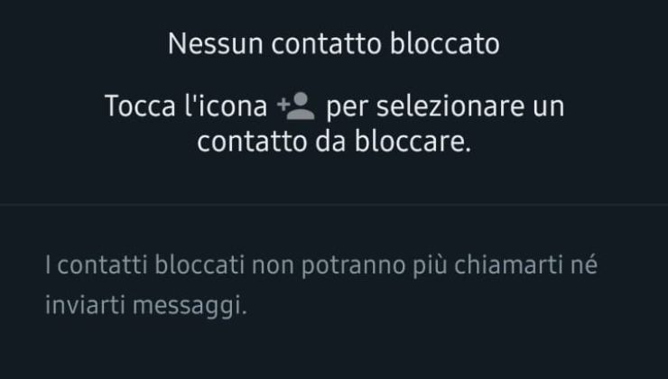 Su w.a. c'è la funzione per bloccare i contatti