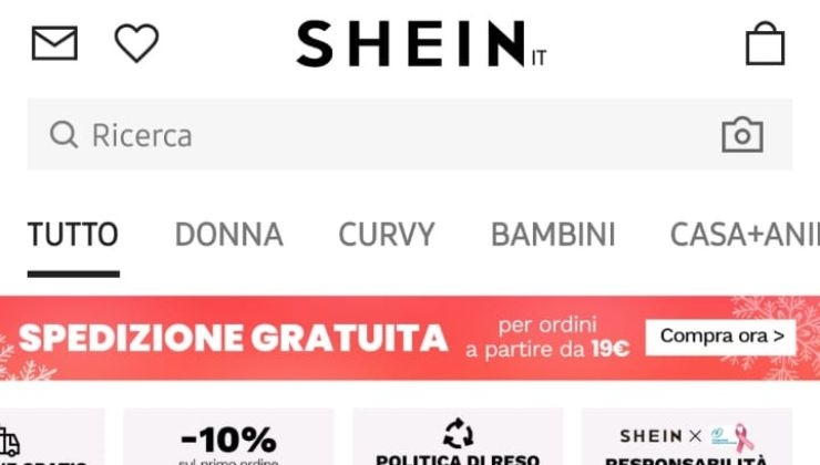 Shein home page 