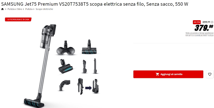 mediaworld volantino offerta scopa elettrica