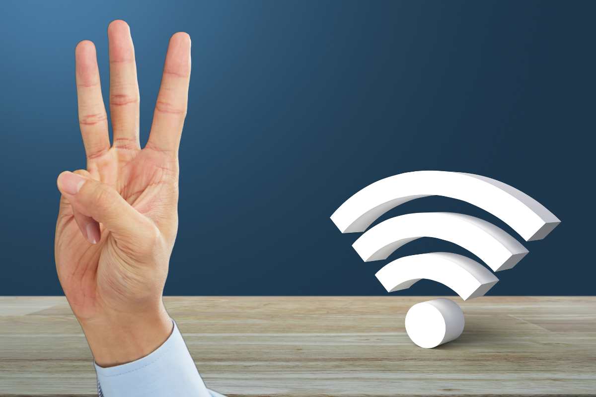 Simbolo Wi-fi mano 