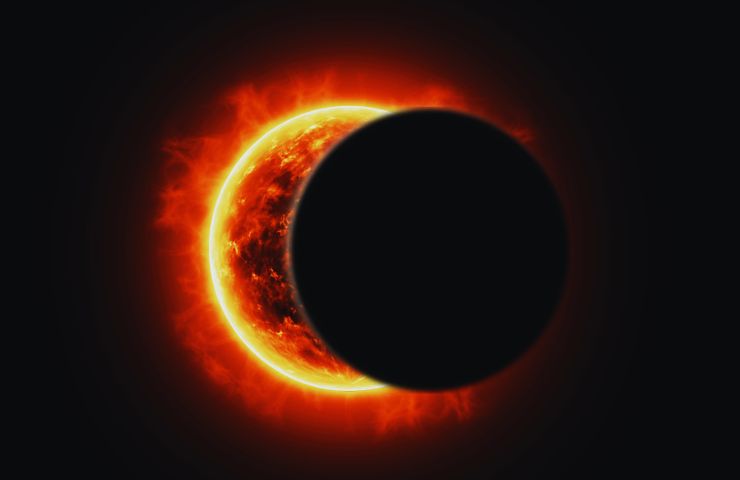 eclissi solare ricostruzione Luna che passa davanti al Sole