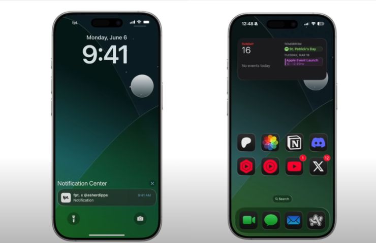 mockup di iOS 19 fatti da canale youtube fpt