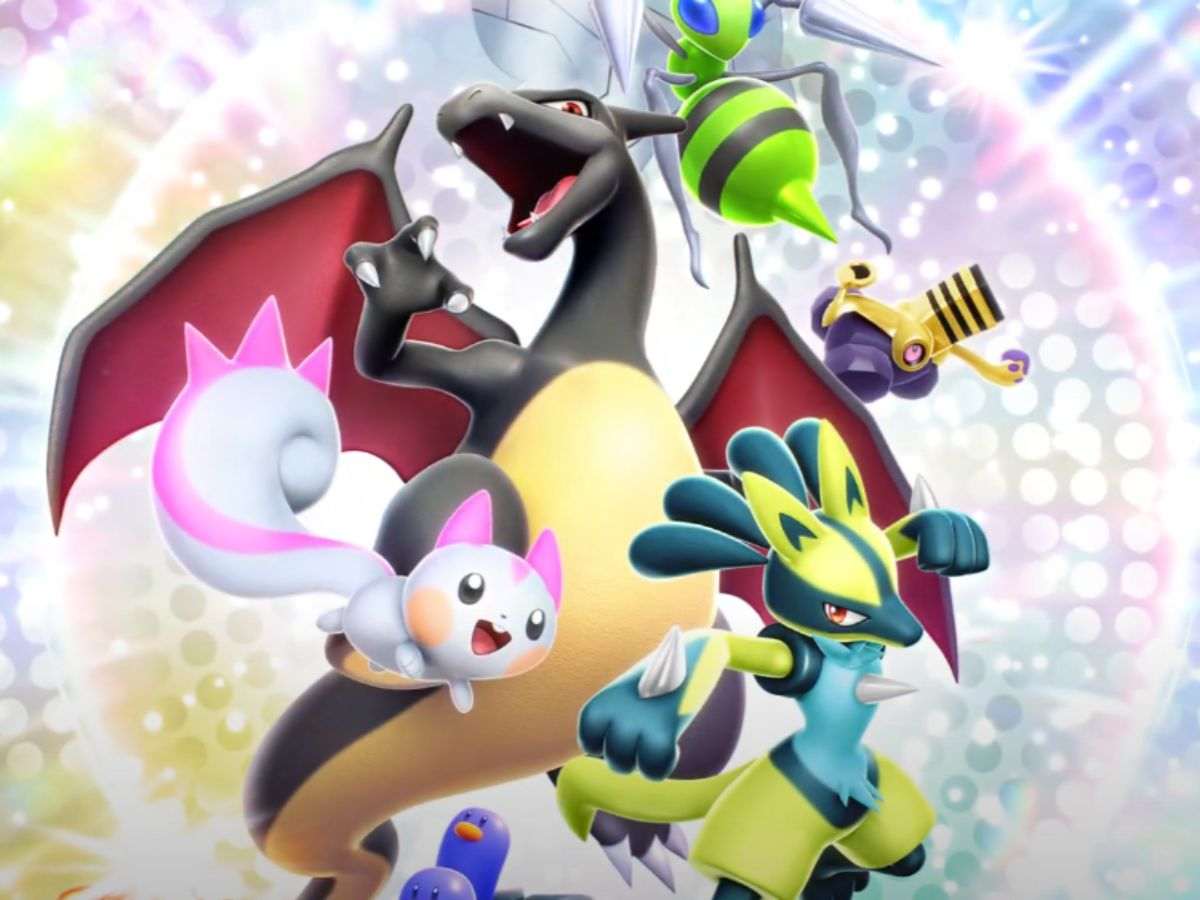 keyart pokemon pocket nuova espansione pokemon cromatici lucario, pachirisu, charizard, beedrill