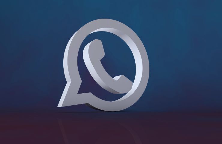 logo WhatsApp in 3D su sfondo blu