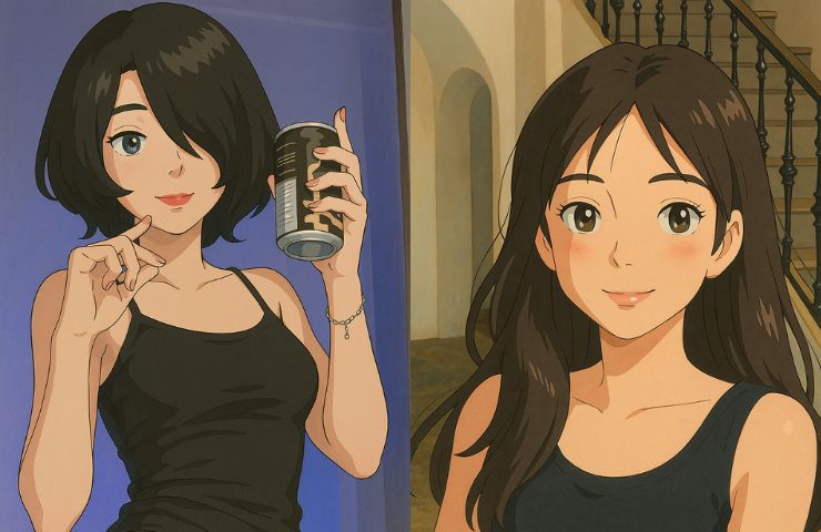 due immagini generate con IA con lo stile dello Studio Ghibli