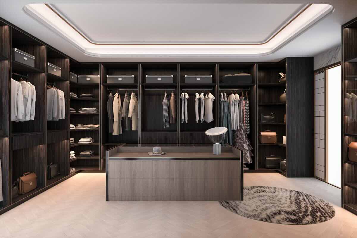 Cabina armadio moderna sui toni del grigio