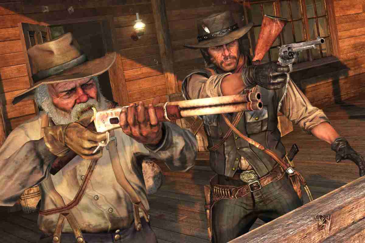 Personaggi RDR che mirano con le armi da fuoco