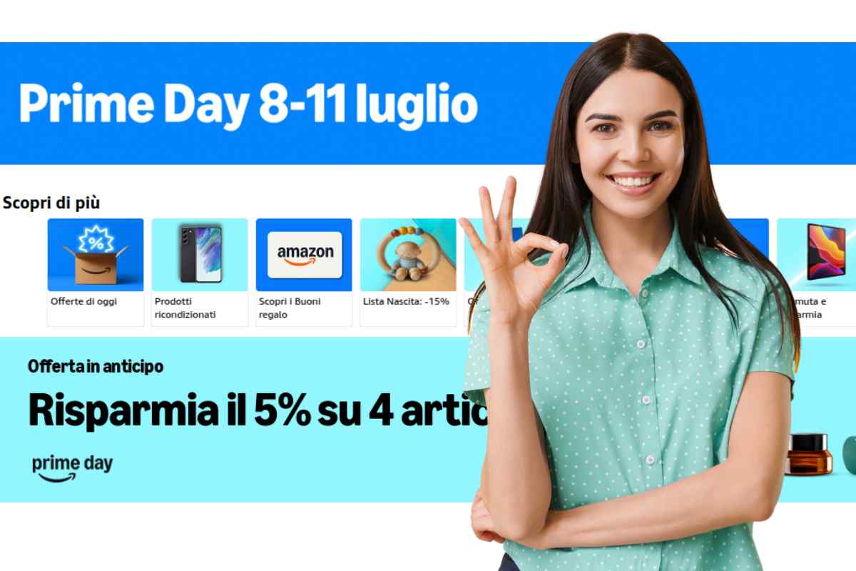 donna ok con lo sfondo della pagina prime day