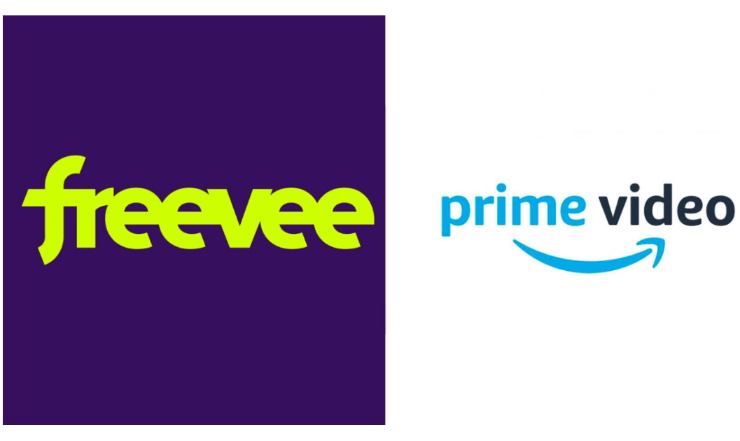 Il logo di Freevee e quello di Prime Video