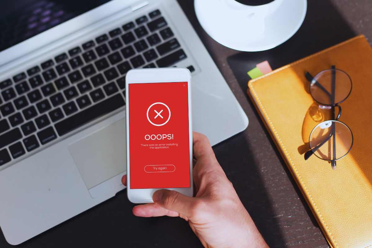 Schermata errore smartphone