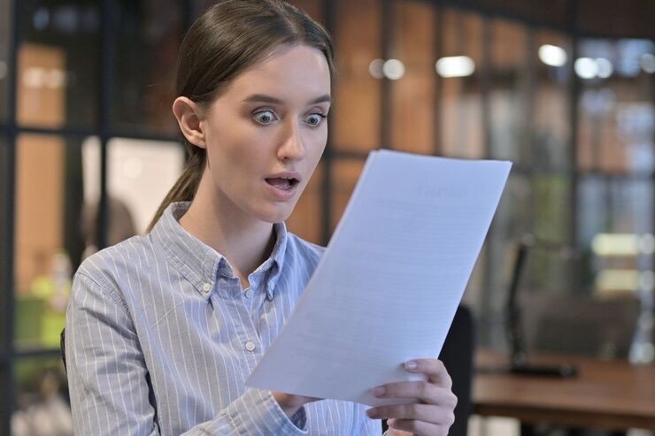 Ragazza legge sconvolta un documento 