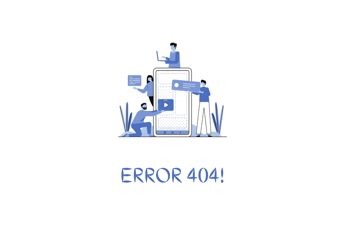 Errore 404 con smartphone disegnato