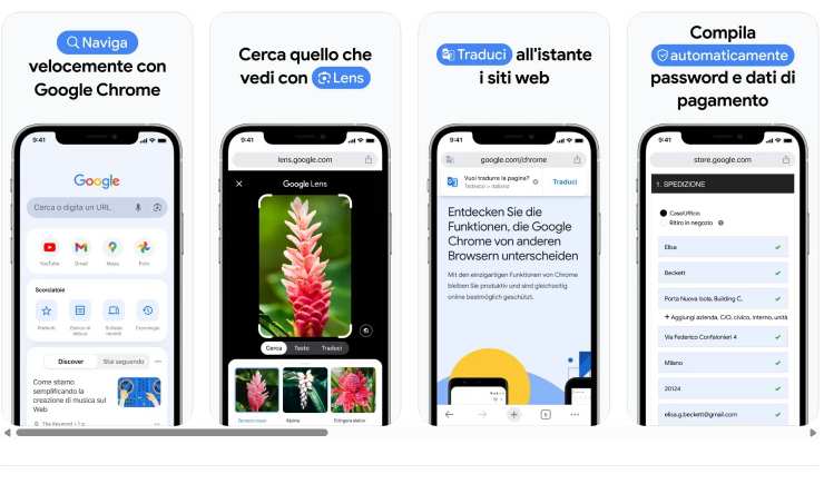 Schermate Google Chrome su iPhone