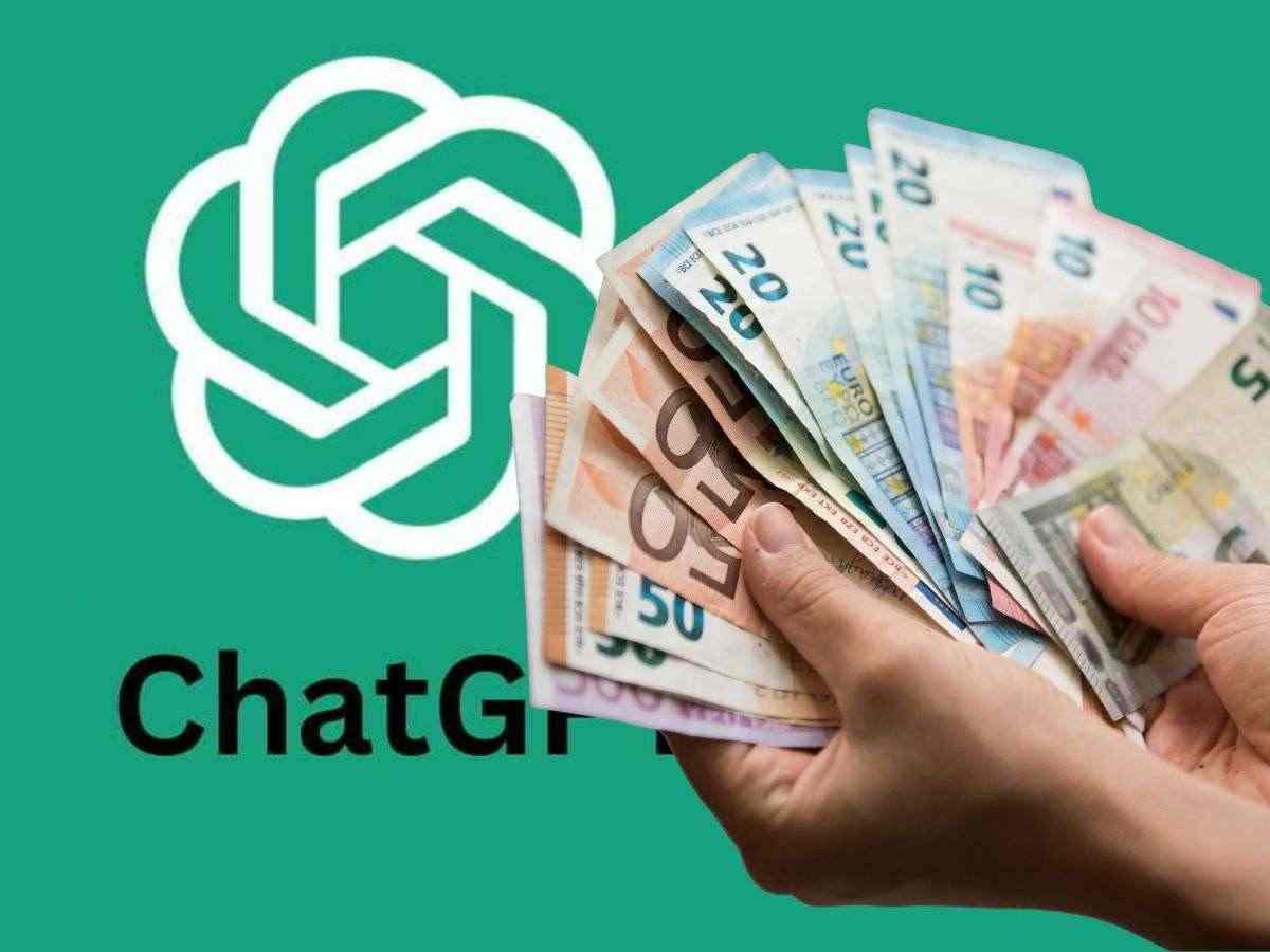 persona con un mazzo di soldi in mano e logo ChatGPT sul retro