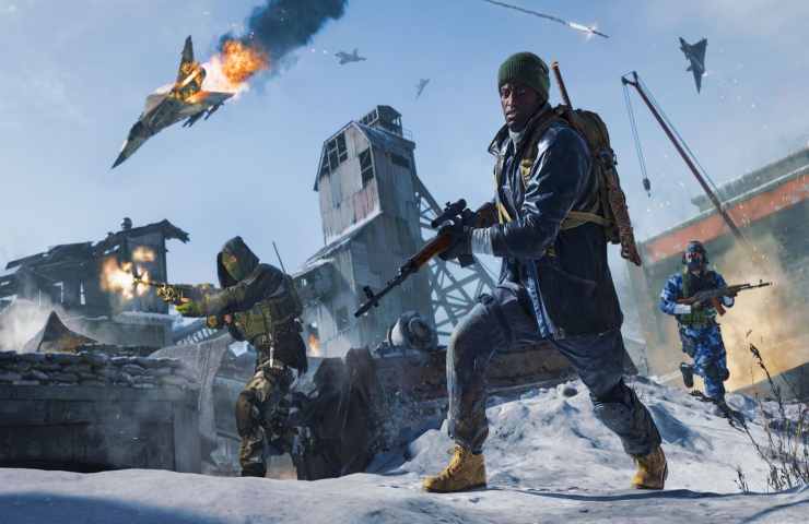 scena di cod con soldati nella neve